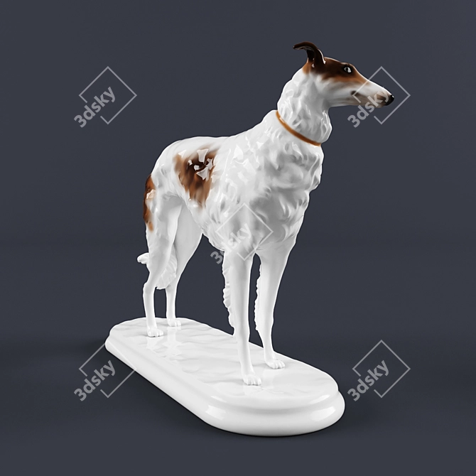 Elegant Borzoi Dog Statuette 3D model image 2