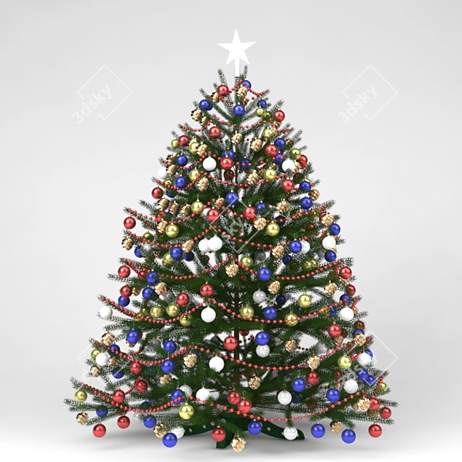 Festive Evergreen Christmas Tree 3D model image 1