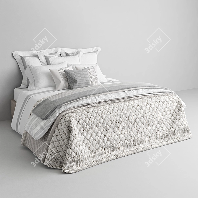 Luxury Linen Bedding Set 3D model image 1