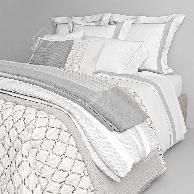 Luxury Linen Bedding Set 3D model image 3