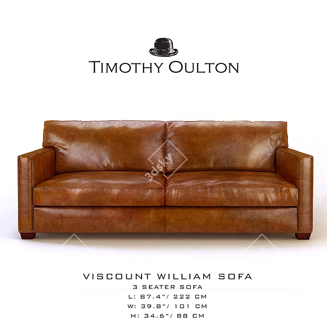 Viscount William 3-Seater Sofa 3D model image 1