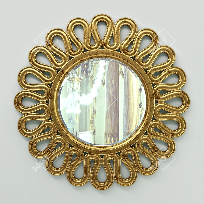 Elegant Round Mirror Frame 3D model image 1