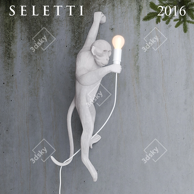 Playful Hanging Monkey Wall Lamp 3D model image 2