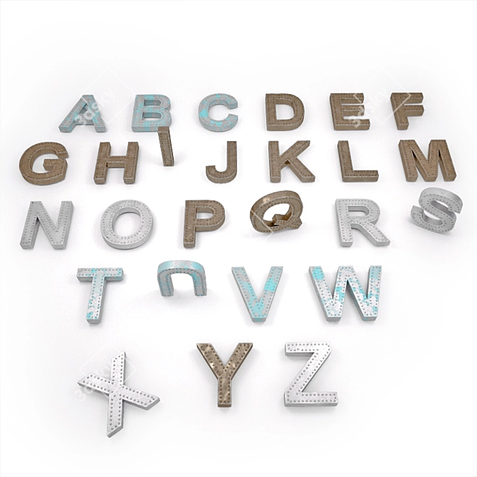 Vintage Loft Decor Letters - 40cm Height 3D model image 3