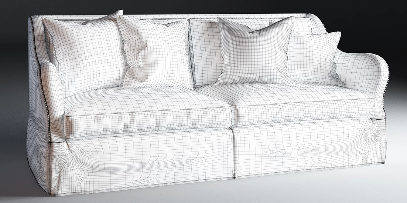Caracole Open Arms Skirted Sofa 3D model image 2