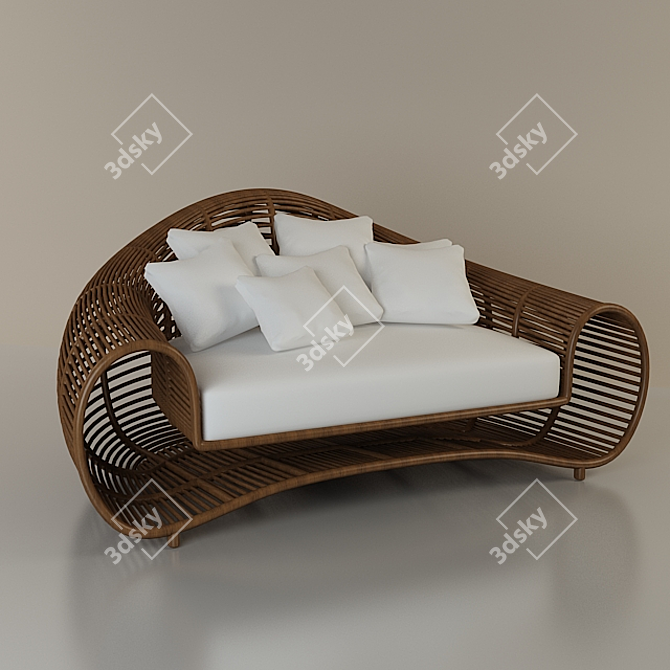 Wooden Pool Pipe Sofa 3D model image 1