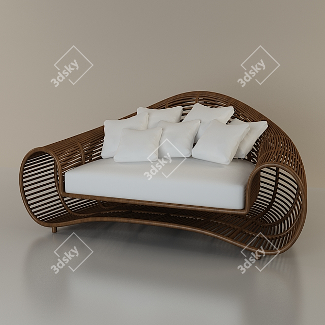 Wooden Pool Pipe Sofa 3D model image 3