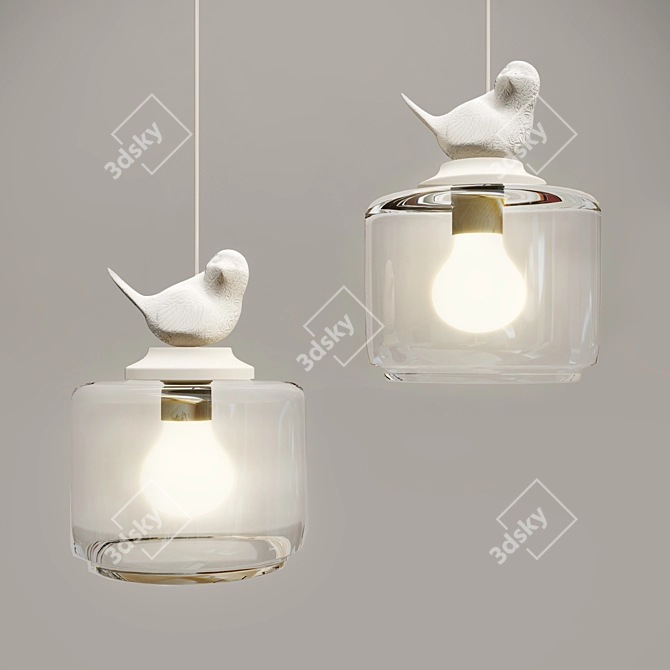 Industrial Glass Bird Pendant 3D model image 1