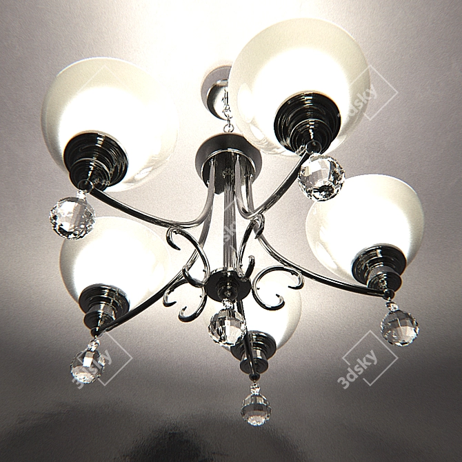 EVT-Lighting Chandelier MAR-137015/5P: Metal, Glass, Crystal, Chrome, 5-Lamp, Adjustable 3D model image 2