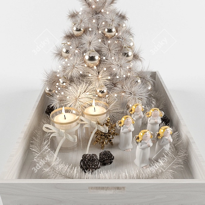 Festive Christmas Decor: Trees, Candles & Angels 3D model image 3