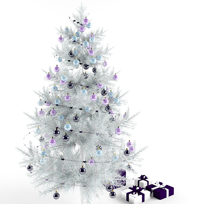 Snowy Dreams: White Artificial Christmas Tree 3D model image 1