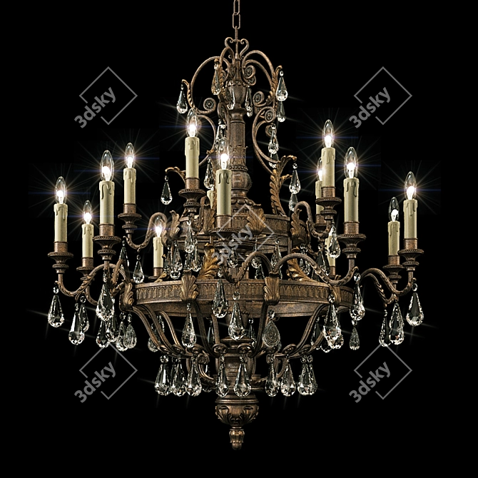 Elegant Marseille Chandelier: Savoy House 1-6205-15 3D model image 1