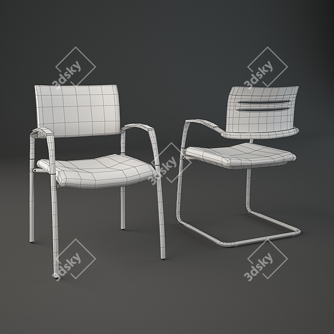 Comfort Mesh Visitor Chairs 3D model image 3