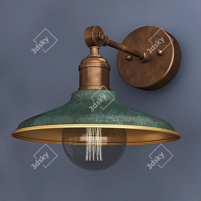 Green Patina Brass Wall Light 3D model image 1