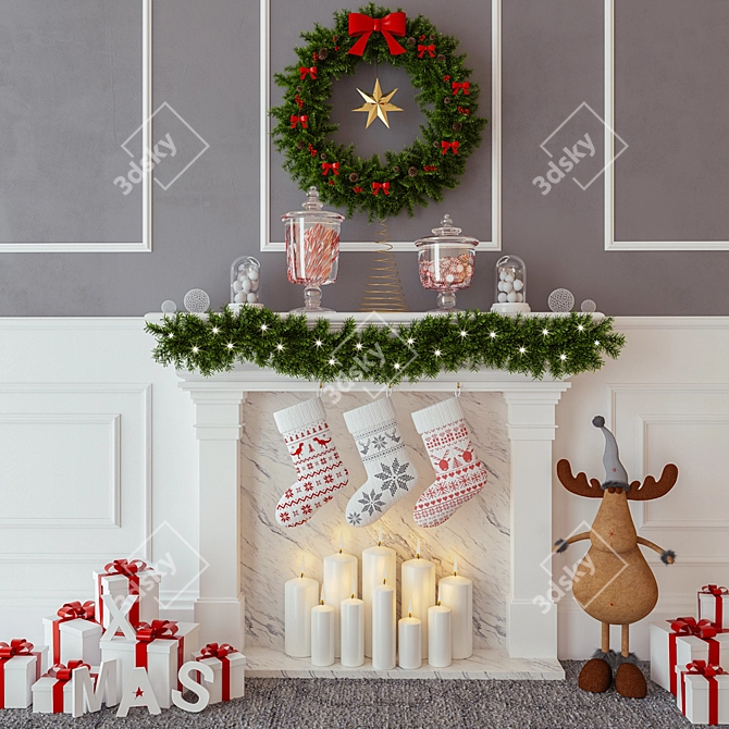 Festive XMAS Decor: Spread Holiday Cheer with this Unique Collection 3D model image 1