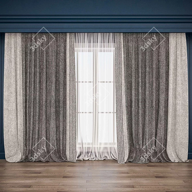 Elegant Sheer Window Curtain 3D model image 1