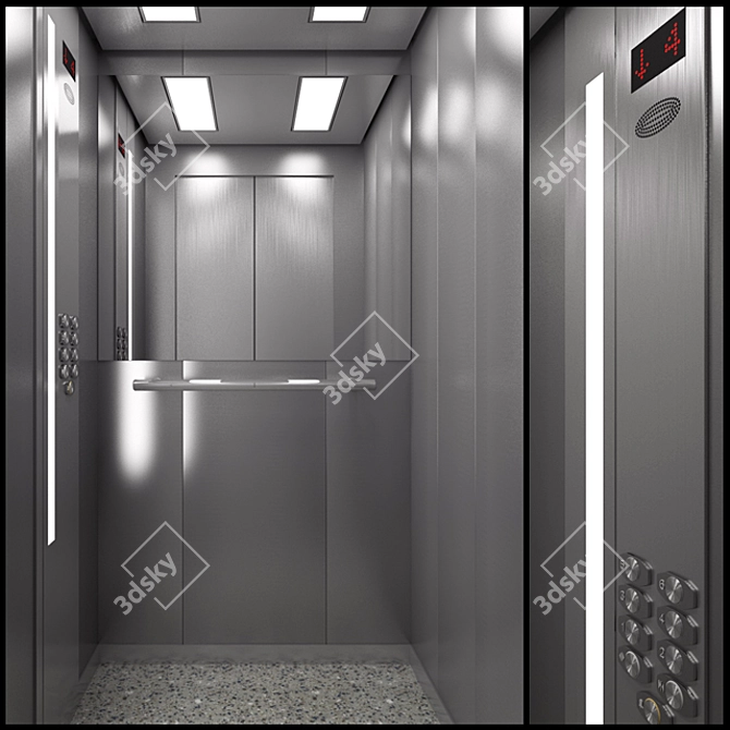 Sleek Stainless Steel OTIS NEVA Elevator 3D model image 1