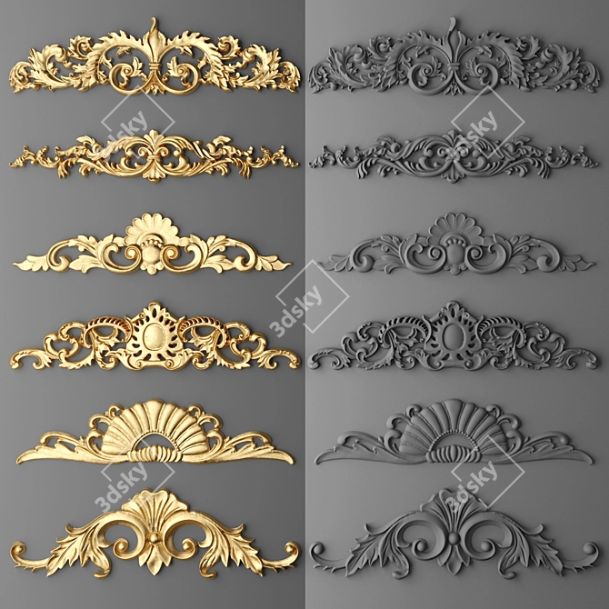 Decorative Stucco Molding Set 3D model image 1