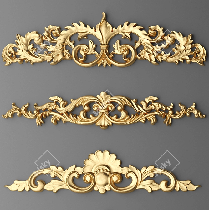 Decorative Stucco Molding Set 3D model image 2