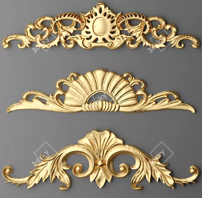 Decorative Stucco Molding Set 3D model image 3