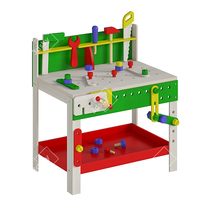 Kids Wooden Workbench Set 3D model image 1