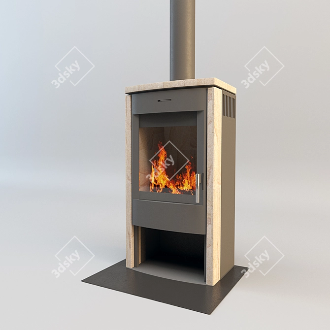Elegant Sandstone Fireplace 3D model image 1