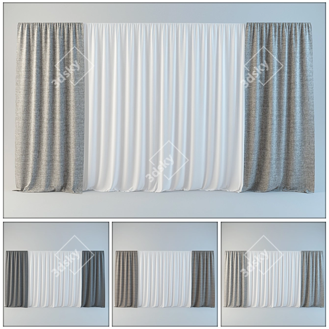 Elegant Drapery Set 3D model image 1