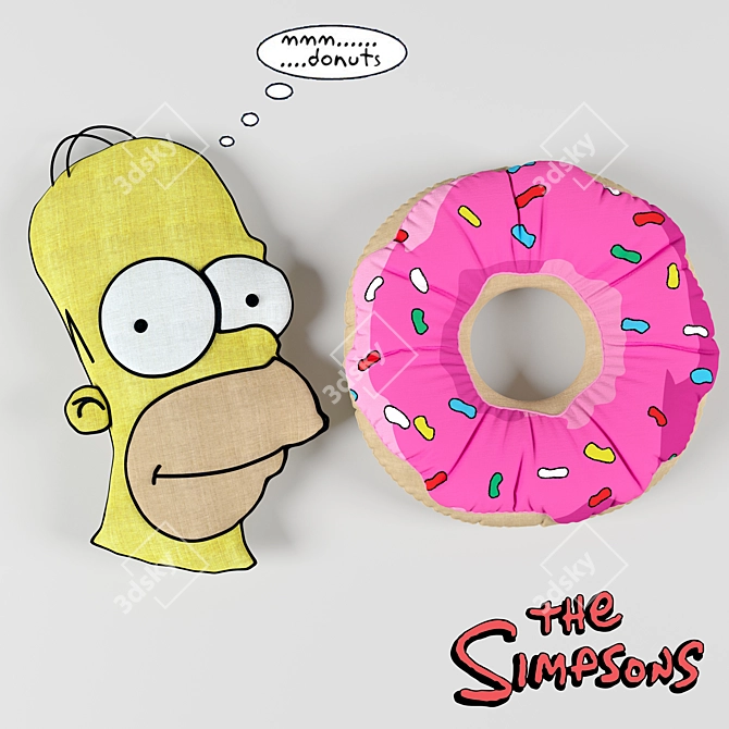 Simpson Donut Pillows: Homer's Sweet Dreams 3D model image 1