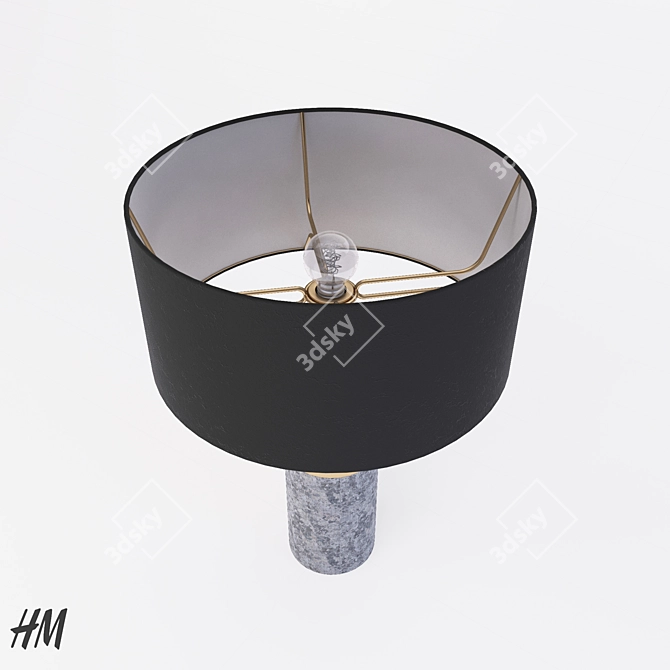 Minimalist Concrete & Brass Lamp 3D model image 2