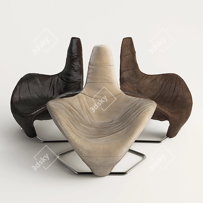 Scirocco Leather Armchair 3D model image 2