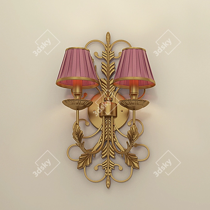 Classic Dual-Arm Sconce with Fabric Shades 3D model image 1