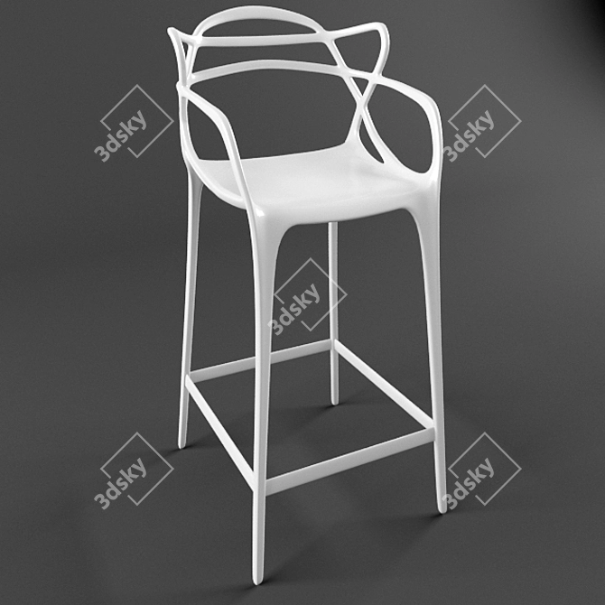 Elegant White Plastic Bar Stool 3D model image 1