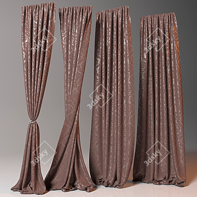 Elegant Drapery Set - 4 Blinds 3D model image 1