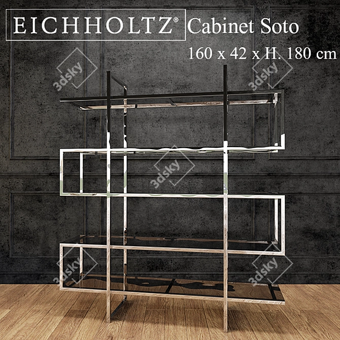 Elegant Glass Cabinet 3D model image 1