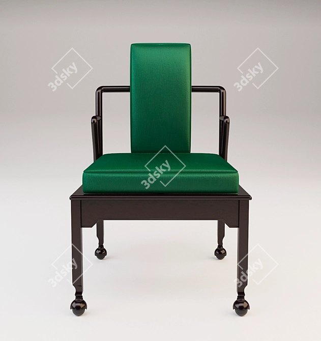 Sleek Asian Black Lacquer Dining Chairs 3D model image 2