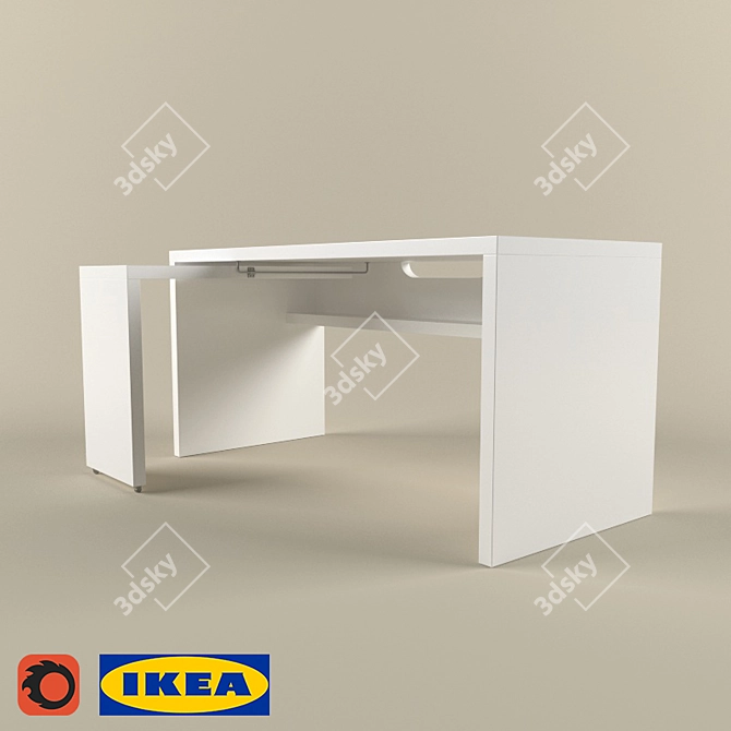 Malm Writing Desk - White 3D model image 1