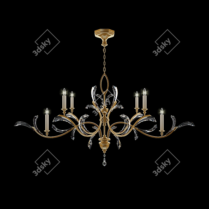 Elegant Golden Beveled Arcs Fine Art Lamp 3D model image 1