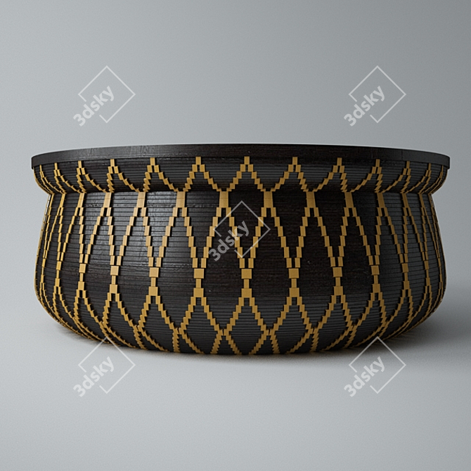 Handwoven Cane Coffee Table 3D model image 2