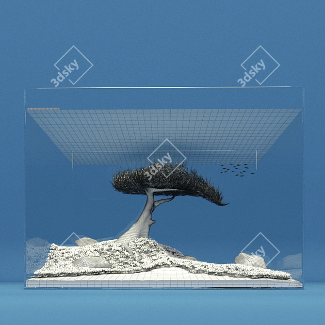 Natural Aquascape Ryoboku - Miniature Bonsai-inspired Aquarium 3D model image 3