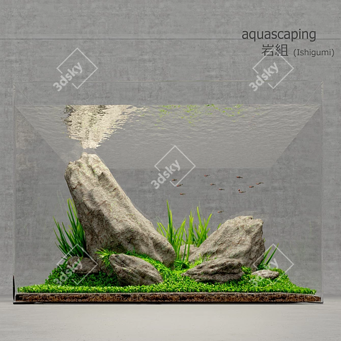 Serene Nature Aquascape 3D model image 1