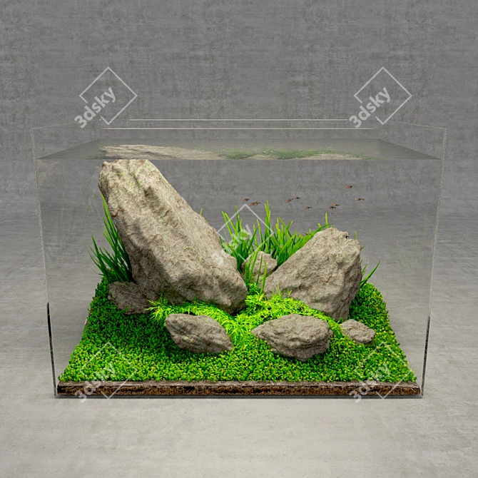 Serene Nature Aquascape 3D model image 2