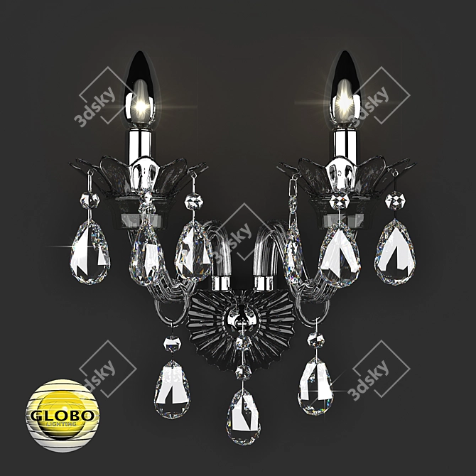 Globo Dunja 64104-2W: Stylish Chrome and Smoky Glass Wall Sconce 3D model image 1