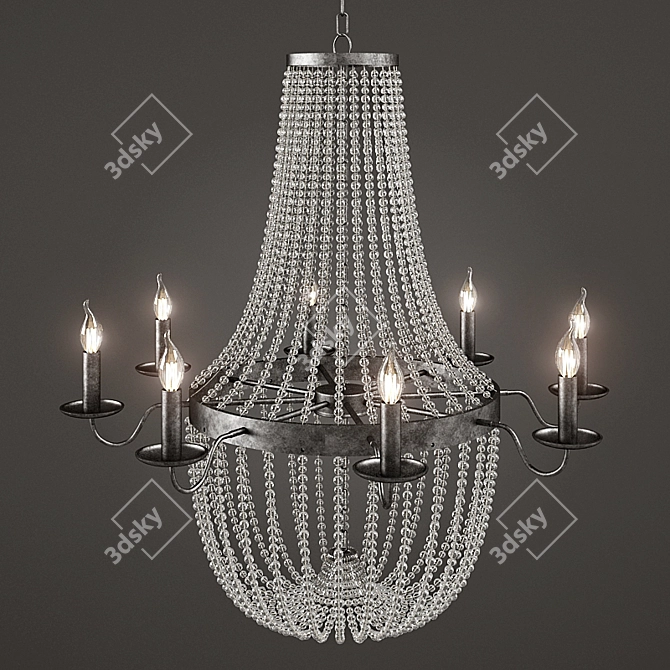 Vintage Glass Pendant Chandelier 3D model image 1