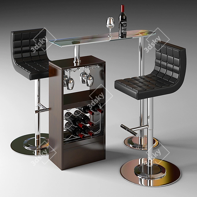 Modern Industrial Bar Table 3D model image 1