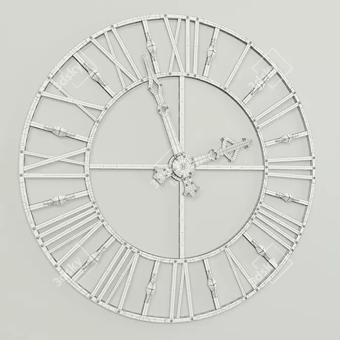 Belgium Tower Clock - Elegant Roman Numerals 3D model image 3