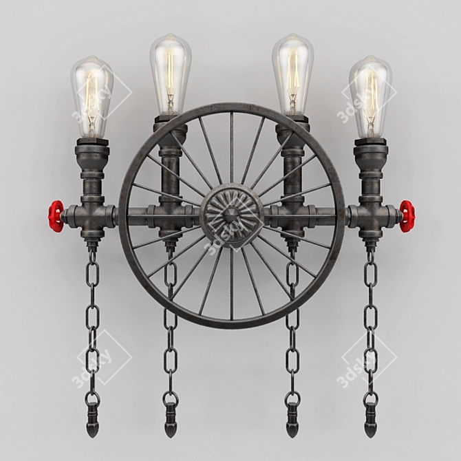 Industrial Water Pipe Wall Sconce 3D model image 1