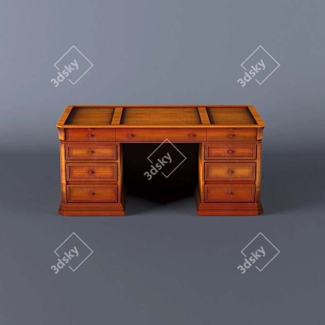 Elegant Empire Wood Desk 3D model image 3