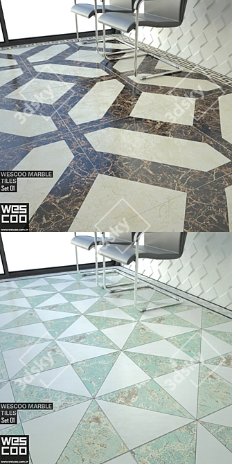 WESCOO Marble Waterjet Tiles Set 3D model image 3