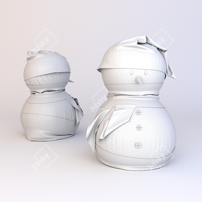 Cheerful Snowman Doll 3D model image 2