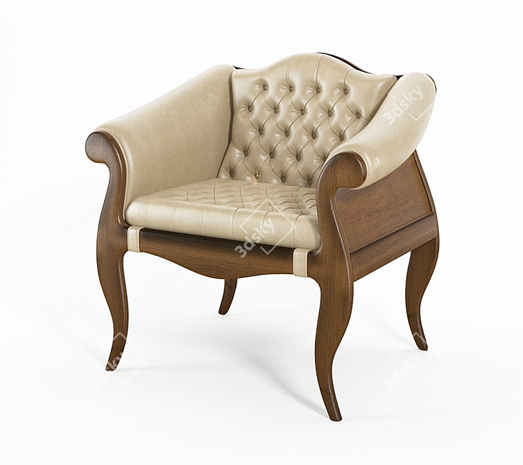 Elegant Marseille Armchair in Genuine Leather 3D model image 1